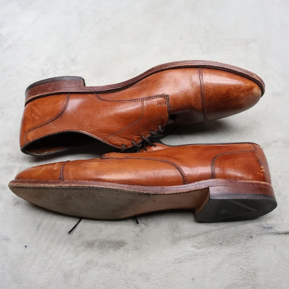 Allen Edmonds Men 12D Dress Shoes Brown Leather Cap Toe Oxford Classic 6558 VTG